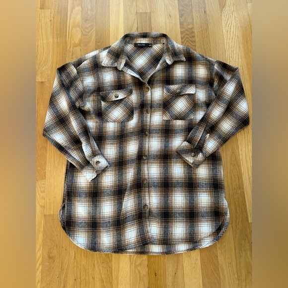 Doe & Rae Brown Plaid Shirt button down Men's size small work daily layering Y2K - Picture 2 of 7